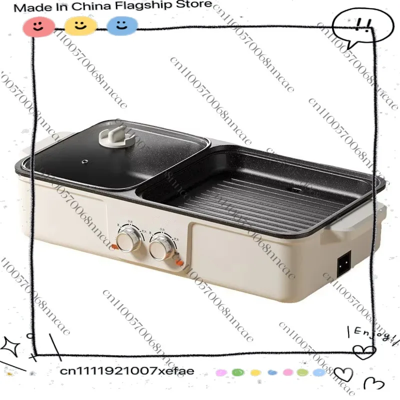 【Popular】Olla Eléctrica Multifunción para Asar y Cocinar, Olla Eléctrica para Hot Pot, Sartén Eléctrica para Asar, Olla Doméstica para Asar Carne