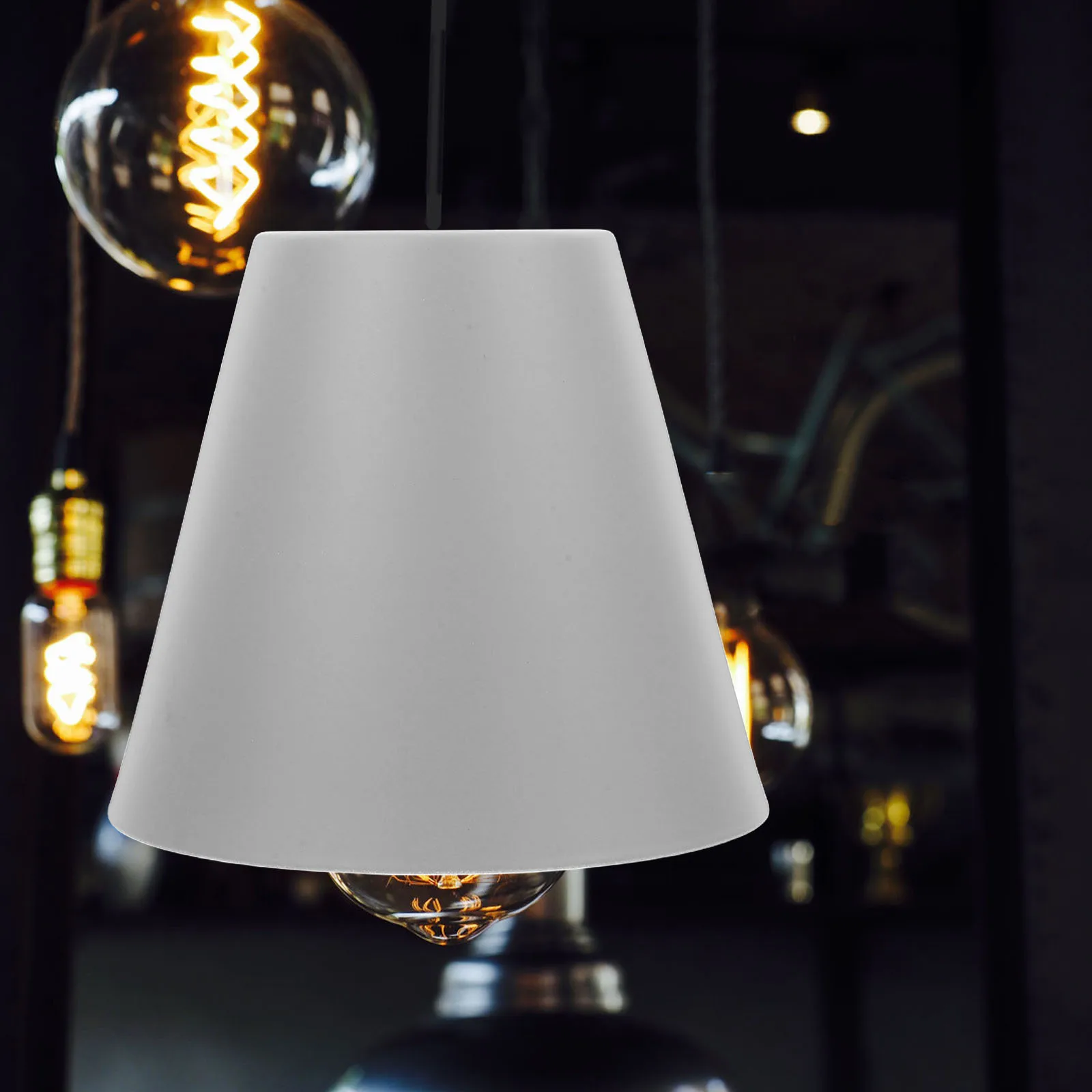 

Grey Rustic Industrial Metal Lampshade Barrel Drum Replacement Covers for Ceiling Floor Table Lamps Painted Iron