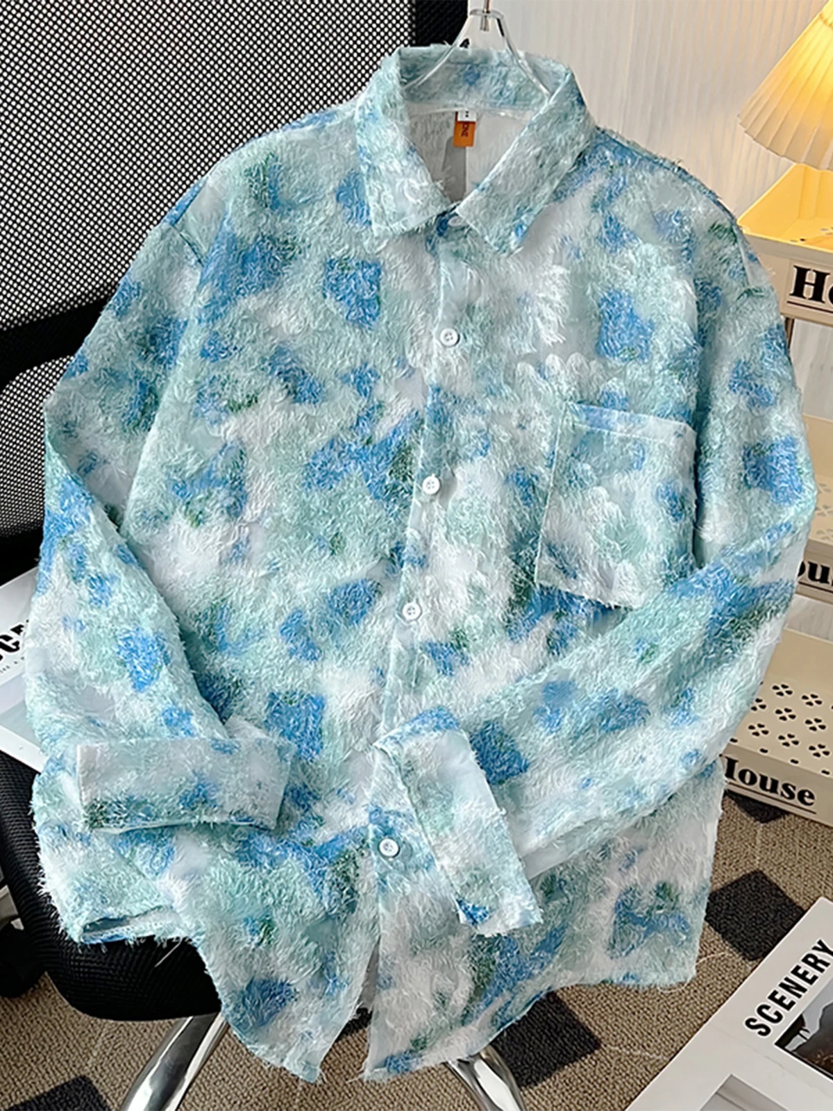 

Retro Japanese Style Floral Print Loose Long Sleeve Shirt Unisex Casual Sun Protection Outerwear Youth Fashion Spring Season
