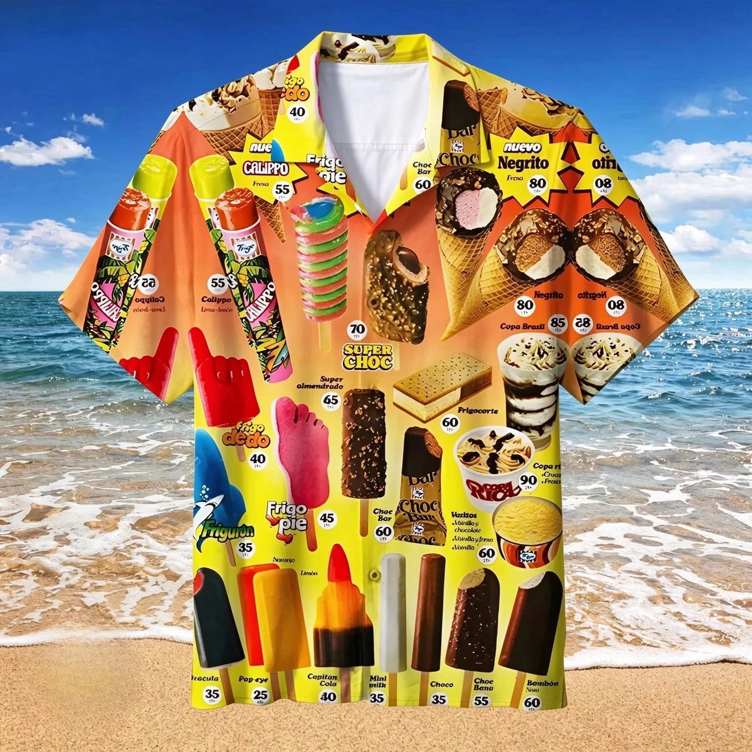 2026 New Funny Popsicle Cold Ice Cream Hawaii Aloha Shirt Men Women Kids 3D Printed Summer Short Sleeve Beach Lapel Blouse Tops
