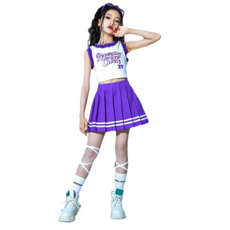 Kinder Hip Hop Sommer Kleidung Sets T-shirt Street Dance Rock Mädchen Crop Top Nette Outfits Kinder Jazz Cheerleader Kostüme