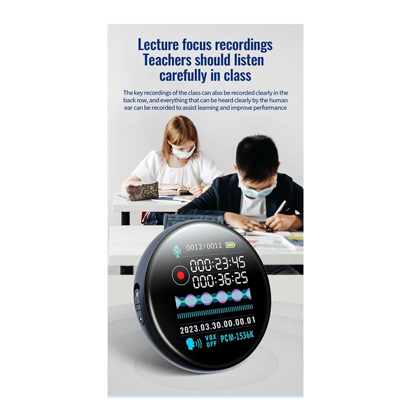 Mini Intelligent AI Voice Recorder With Real-Time Transcription Multi-Language Translation Conference Audio Dictaphone Features-