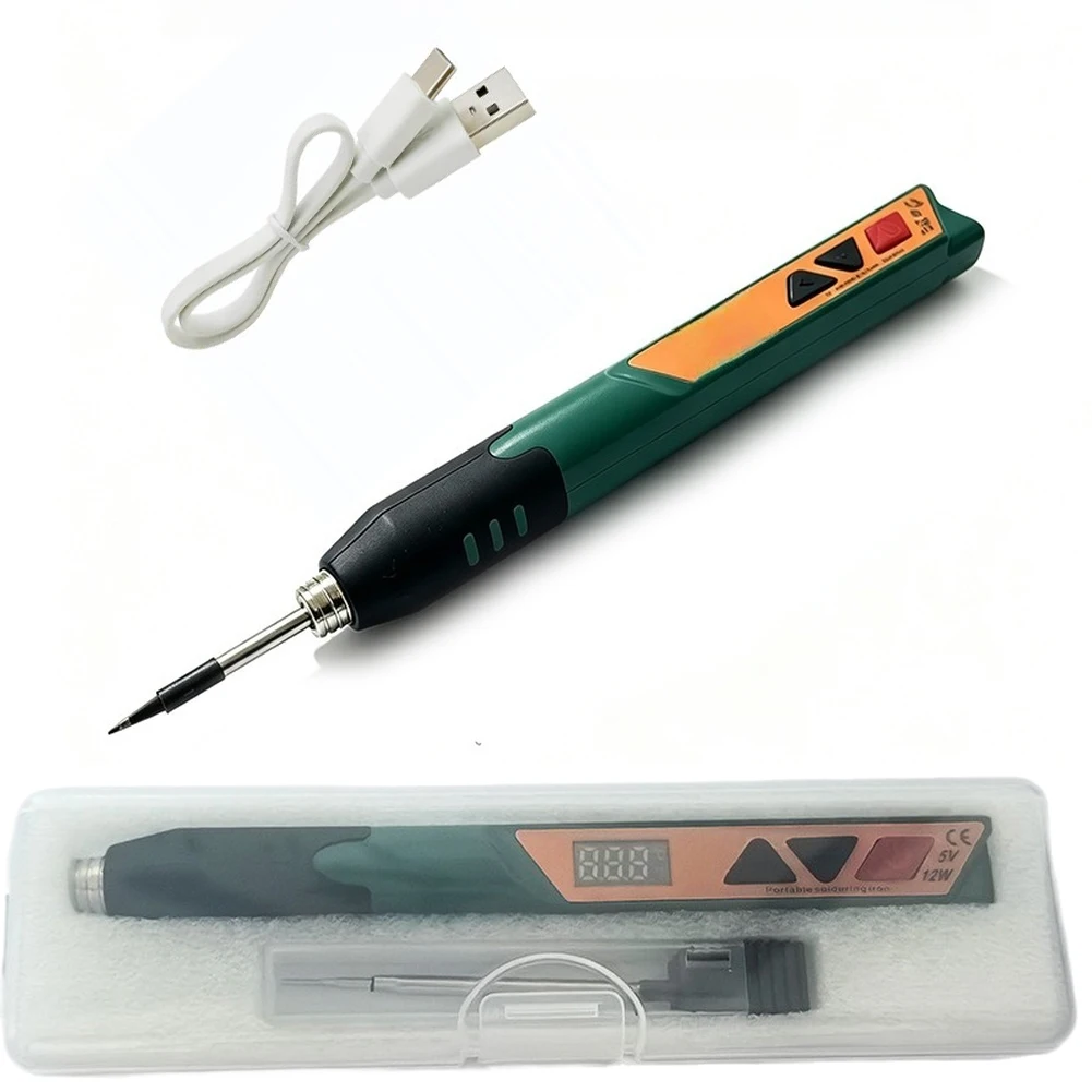 Small Wireless Type C Soldering Iron 5V 12W USB Digital Display Adjustable 200-480C Portable DIY Tools