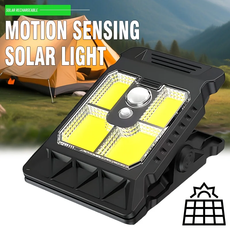 

Наружный солнечный зажим на датчиках движения, водонепроницаемый рабочий светильник, 3 режима освещения, лампа для кемпинга, стены забора, гаражные светодиодные лампы