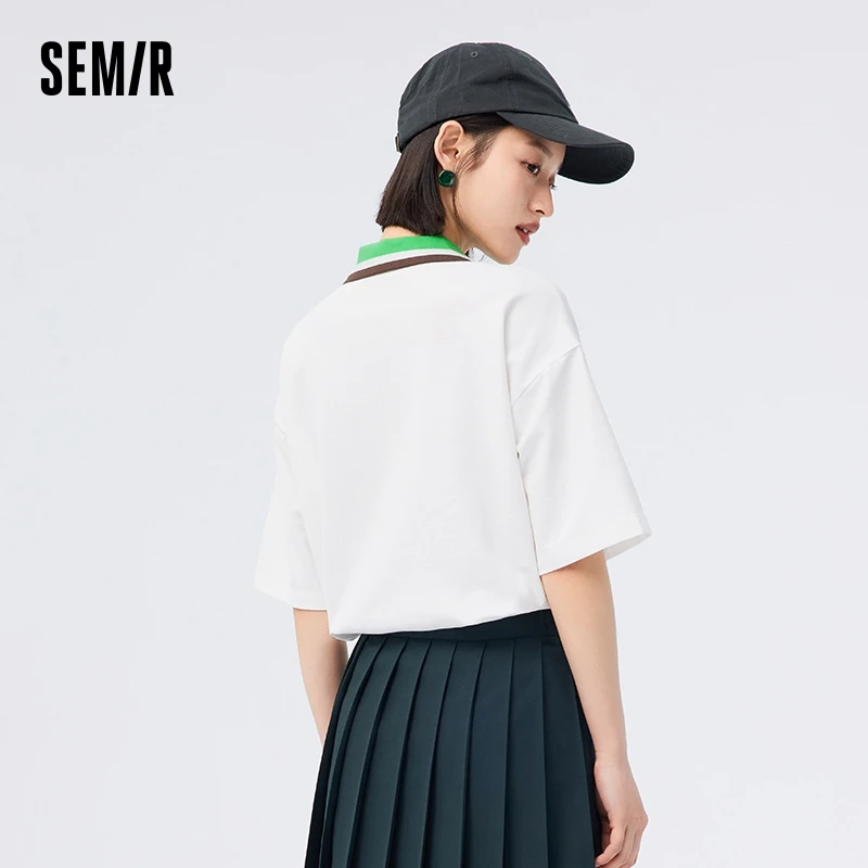 Semir Polo Shirt Women Short 2023 Summer New Loose Waist Soft Comfortable T-shirt