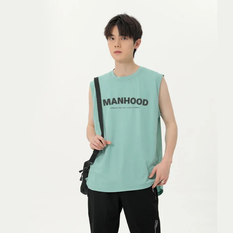 Męskie podkoszulki plus size L-9XL z okrągłym dekoltem, letnie, duże rozmiary 50KG-175KG, luźny krój, uniwersalne, młodzieżowe, bez rękawów.