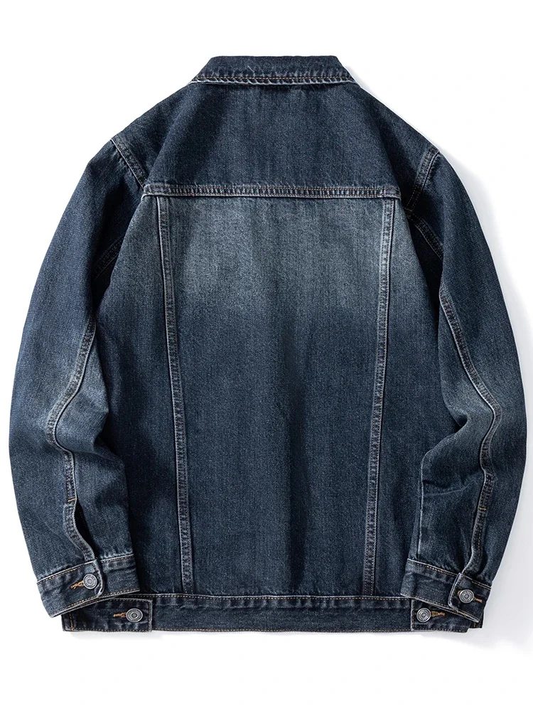 High-end American casual denim jacket men's vintage loose large size workwear tops clothing