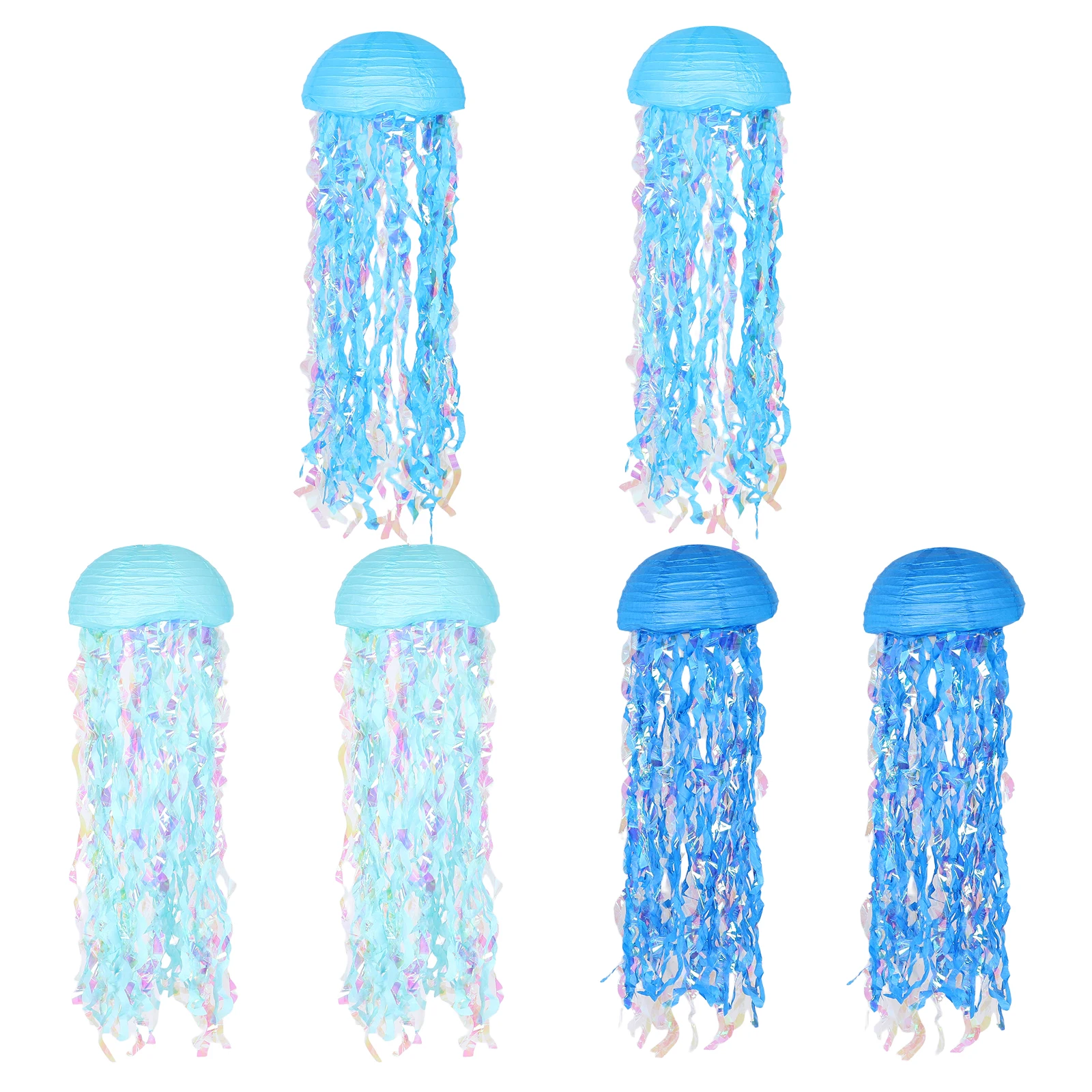 

6pcs Hanging Paper Lanterns Ocean Theme Gradient Lighting Mermaid Party Decorations Birthday Wedding Photo Background Ceiling