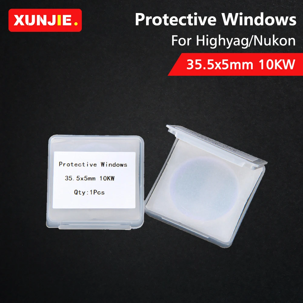 XUNJIE 10Pcs/Lot Fiber Laser Protective Windows Glass 35.5*5mm 10KW Optical Lens For Highyag/Nukon Fiber Laser Cutting Machine