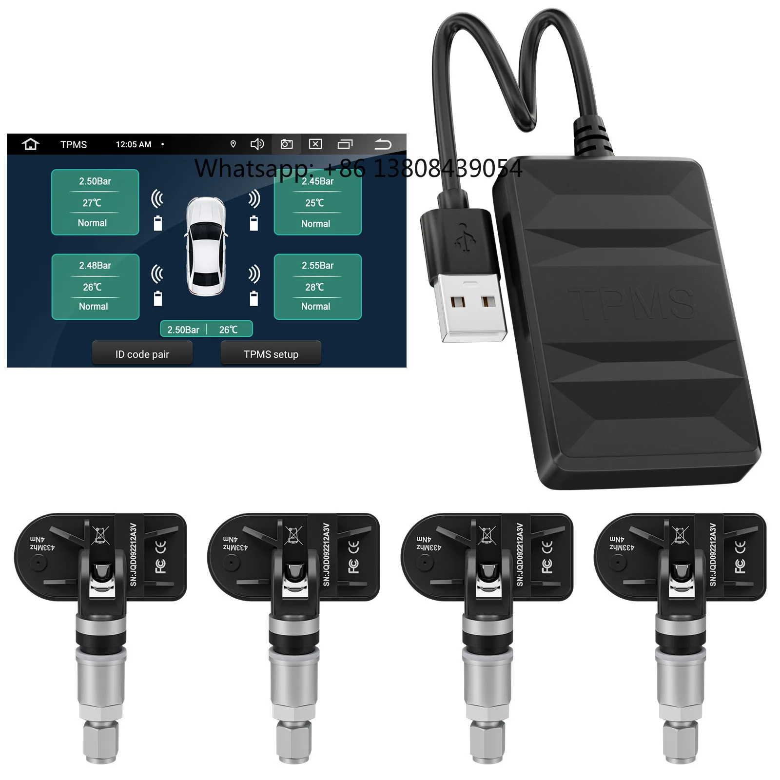 High Accuracy Chip Android TPMS for Car Radio DVD Player Tire Pressure Monitoring System Internal Sensor USB TMPS