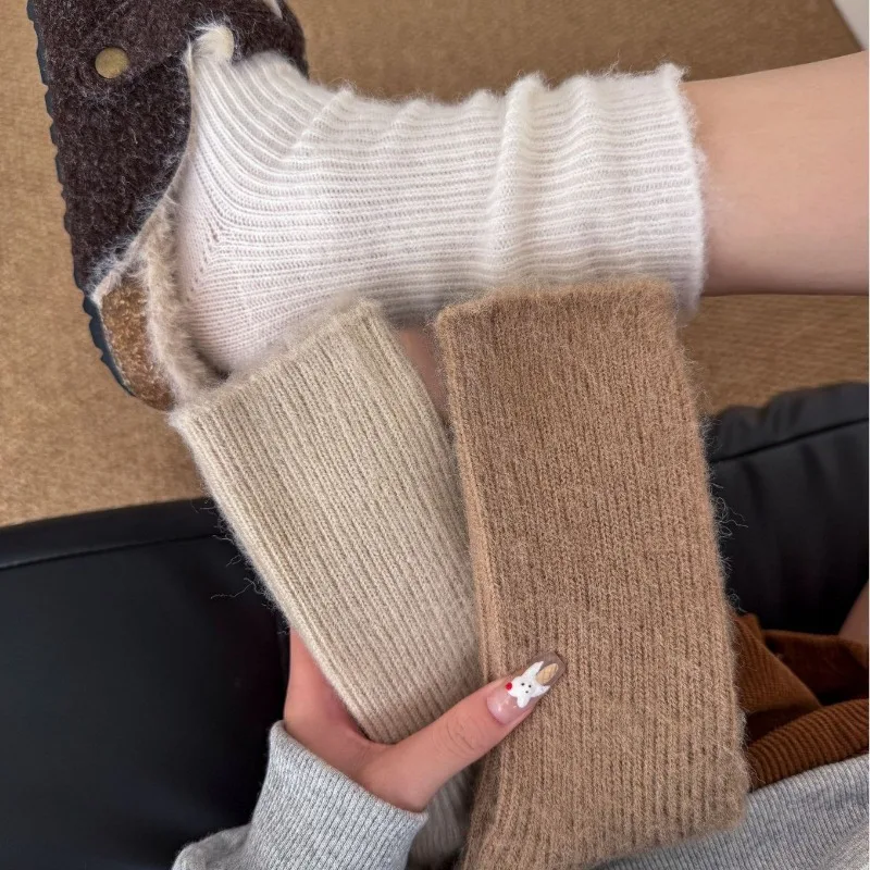 6 Pairs 2025 Women's Wool Cozy Socks Mid-Calf Length Fall Winter Warm Cozy Cashmere Thermal Socks Set Girl Casual Thermal Sock