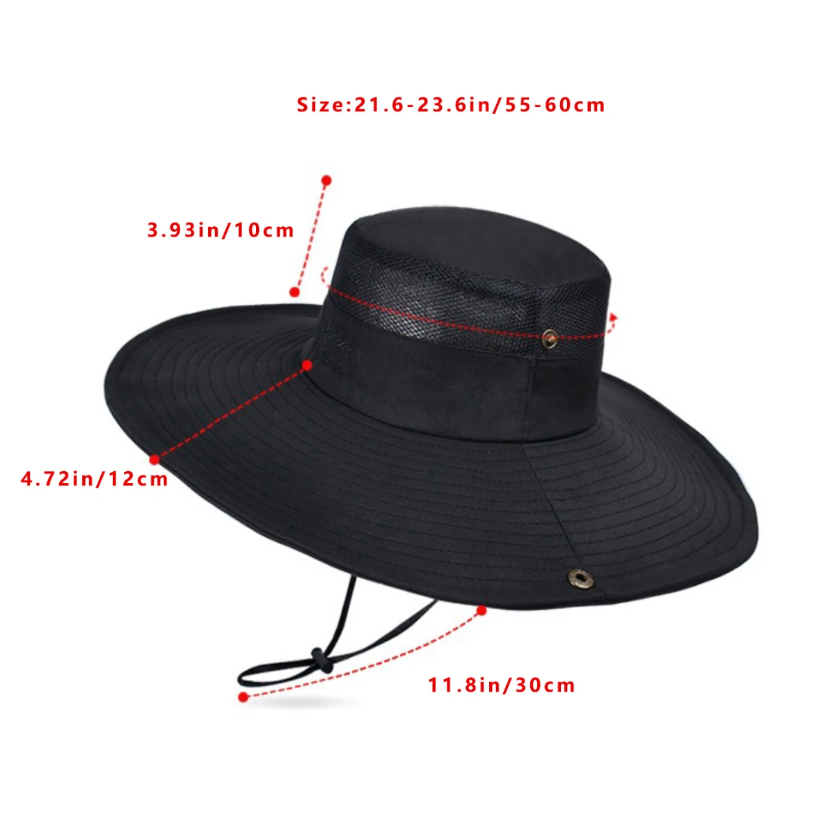 4.72in(12cm) Wide Brim Sun Hat for Men UPF 50+ Boonie Hat Summer UV Protection Outdoor Fishing Hiking Hat Embroidery Bucket Cap