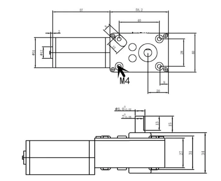 5840-31zy DC12V 24V Мощный турбочервячный мотор-редуктор с сильным крутящим моментом Тип-D Вал Высокая мощность Реверсивный низкоскоростной большой червячный мотор-редуктор