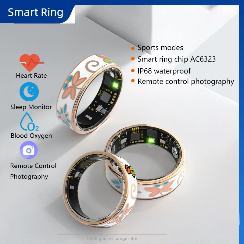 

Смарт-кольцо с чехлом для зарядки, менеджер здоровья, монитор сердечного ритма, кислорода в крови, монитор сна, мультиспортивный режим, IP68, водонепроницаемый для женщин