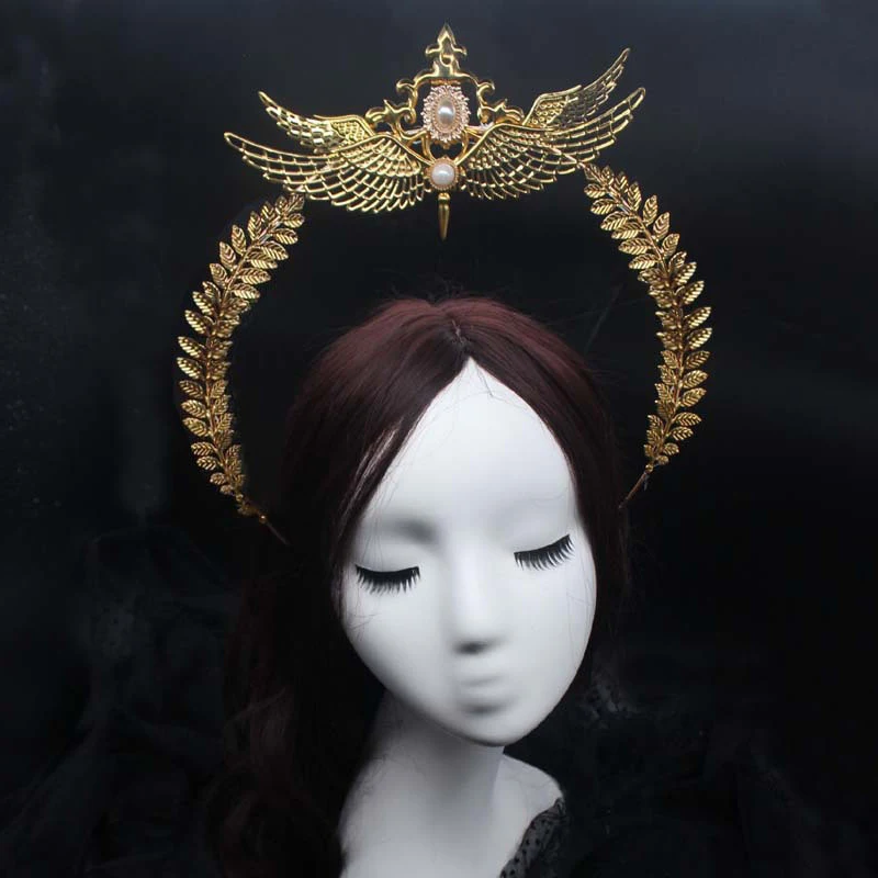 Lolita Spiked Halo Crown Beaded Chain Tiara Gothic Headband Luxury Accessories Headwear Diy Materials Package