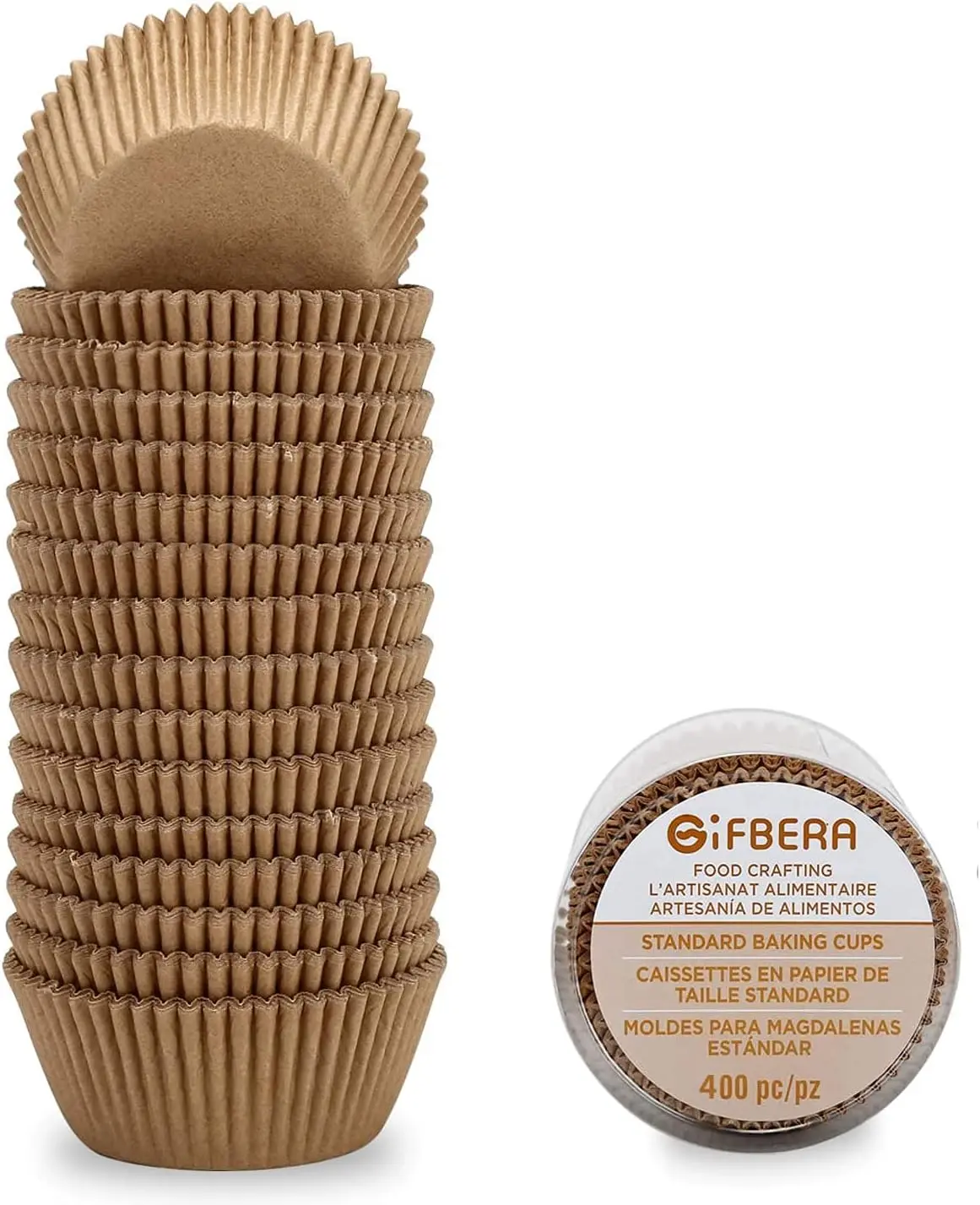 

Unbleached Parchment Cupcake Liners, 400 Counts - Standard Food Grade Non-Stick Muffin Baking Cups, Greaseproof, Natural