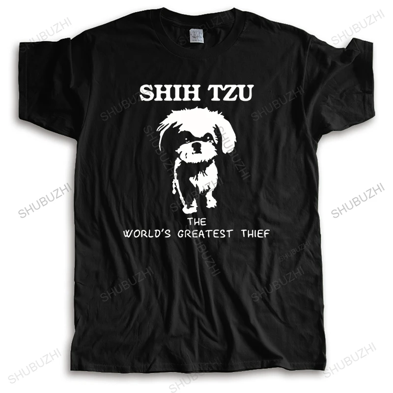 cotton High Quality tshirt men summer loose tees Shih Tzu The World's Greatest Thief Bigger Size Homme Black o-neck Tee-shirt