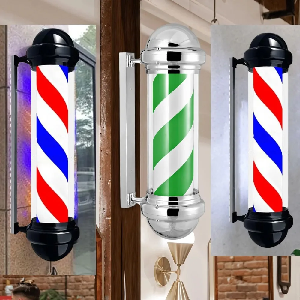 Barber Pole Rotating Light Salon LED Sign Wall Mounted Salon Light Waterproof Sturdy Wall Hanging Salon Sign for Barbershop