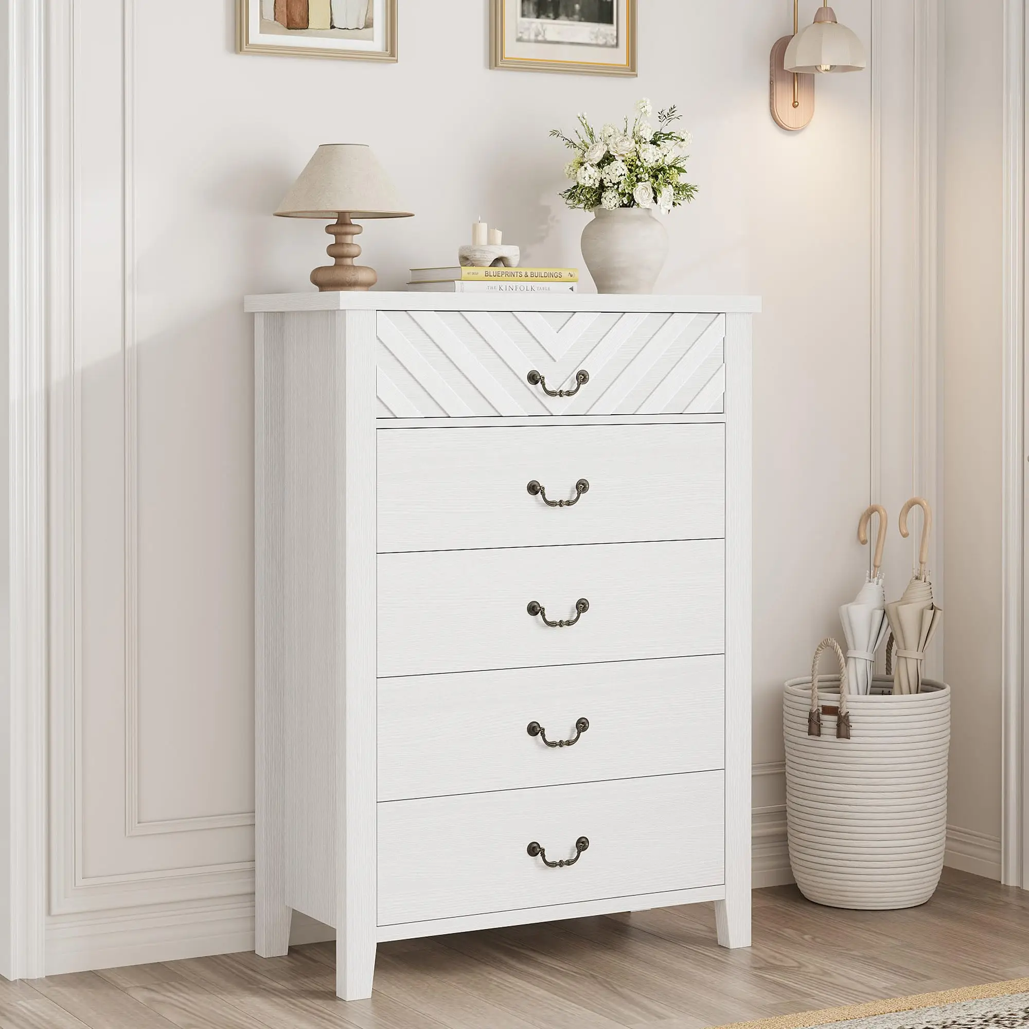 Tall Nightstand with 5 Drawers, 30.3