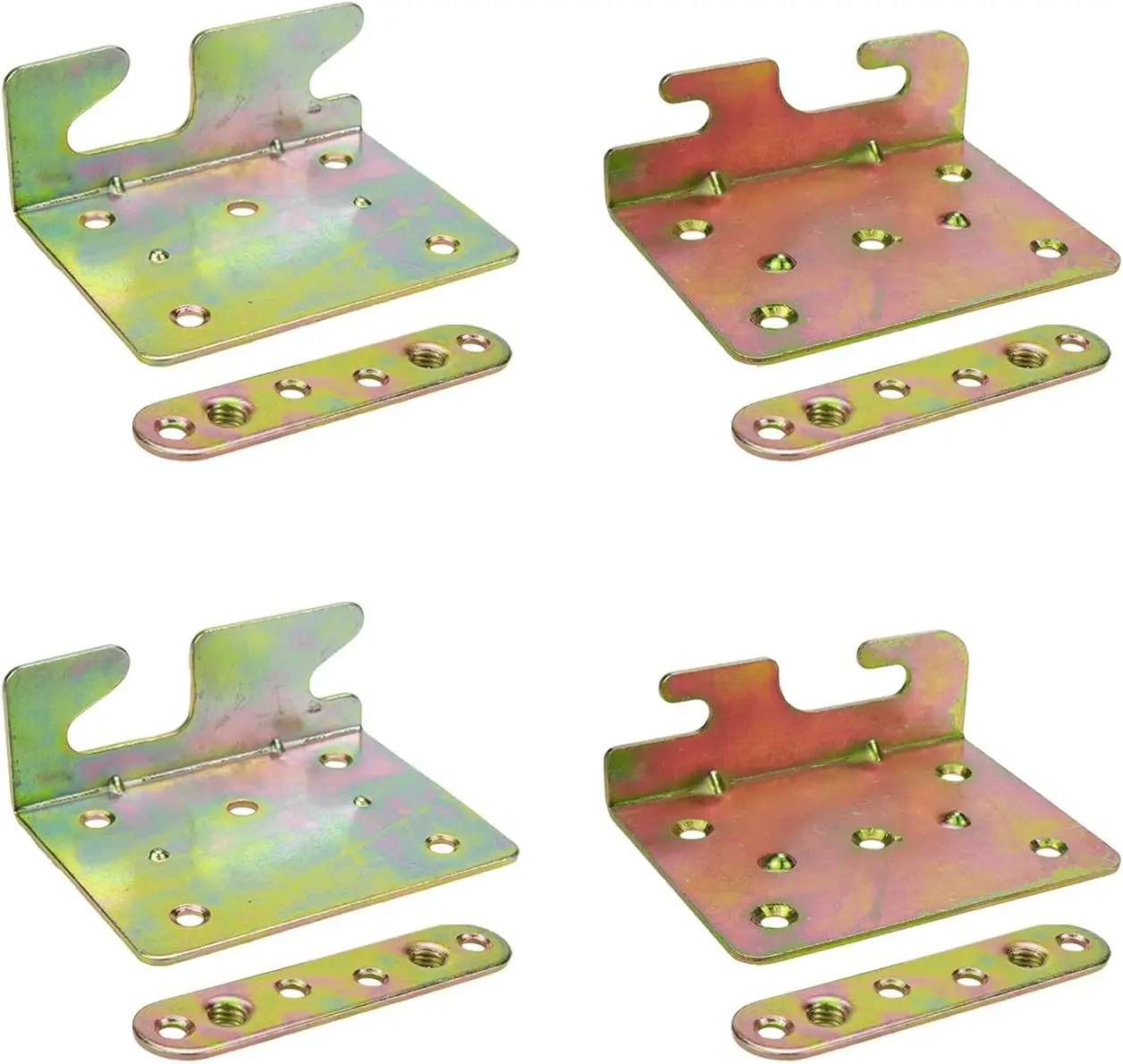 

4Pcs Bed Rail Brackets Universal Bed Hinge For Wooden Bed Frame, Headboards And Footboards,Screws Luded