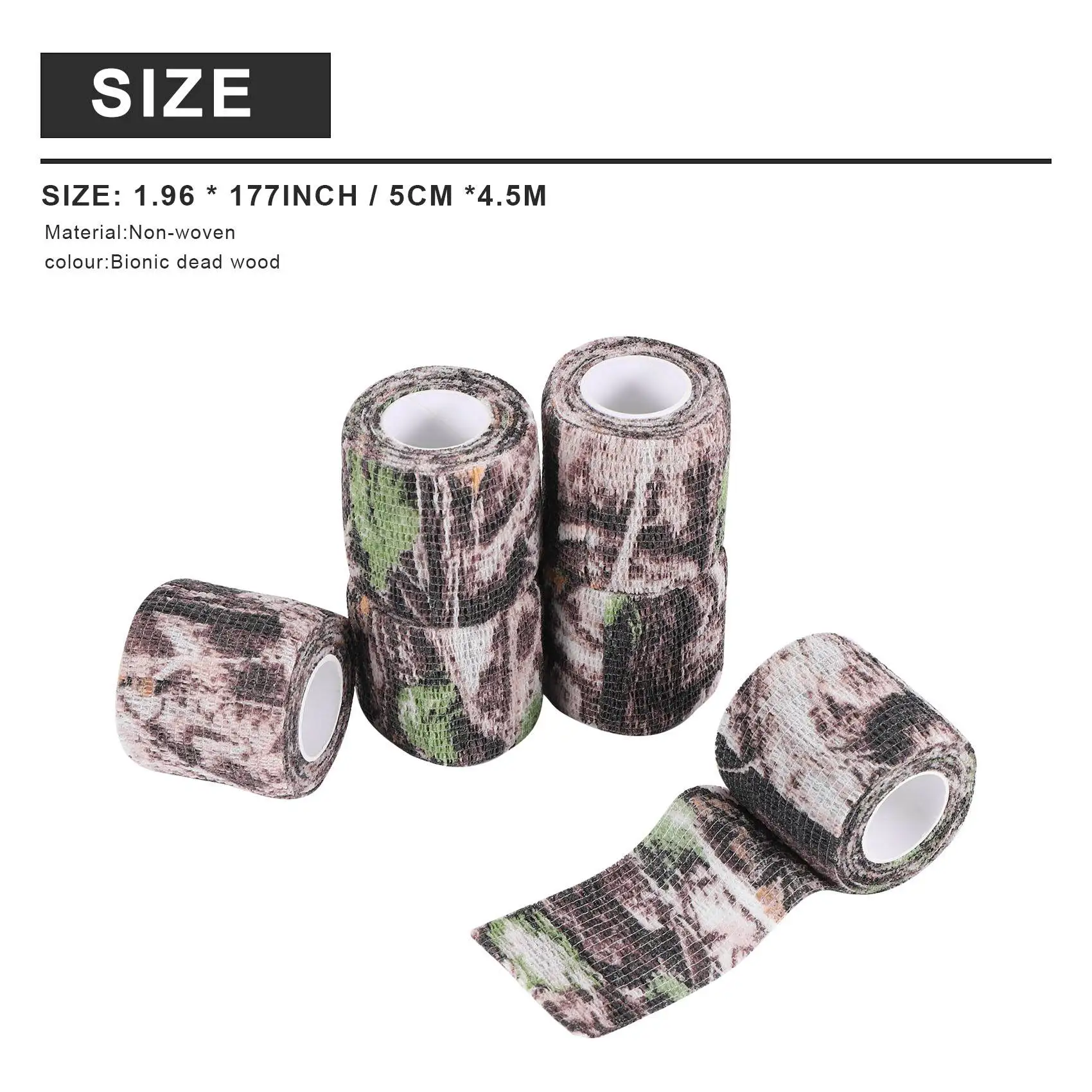 6 Roll Camouflage Tape Cling Scope Wrap Camo Stretch Bandage Self-Adhesive Tape for Camping Hunting Bike Telescope Rich