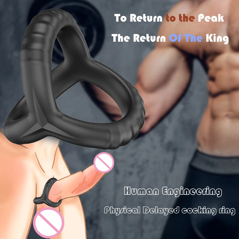 Black Silicone Cock Ring Delay Ejaculation Semen Lock Ring Reusable Cockring Men Penis Ring Sex Toys for Couples Sexshop image 3