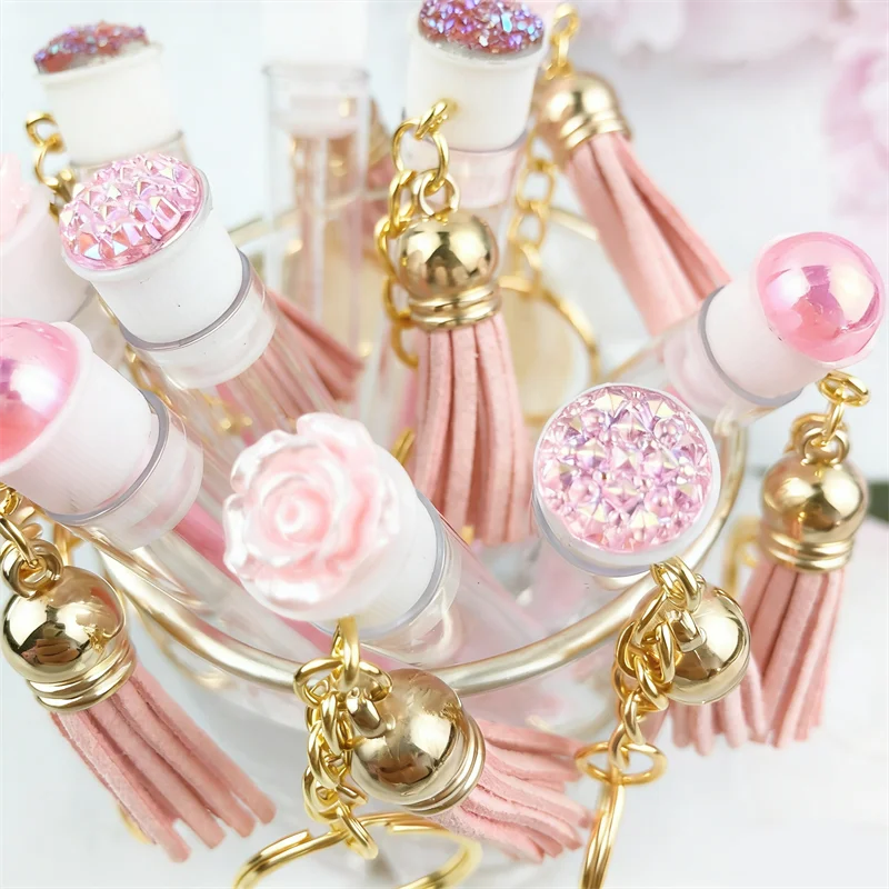 Pink Gold Eyelash Brush Tube With Keychain & Tassel Lash Extension Makeup Brush Eyebrow Comb Beauty Tool