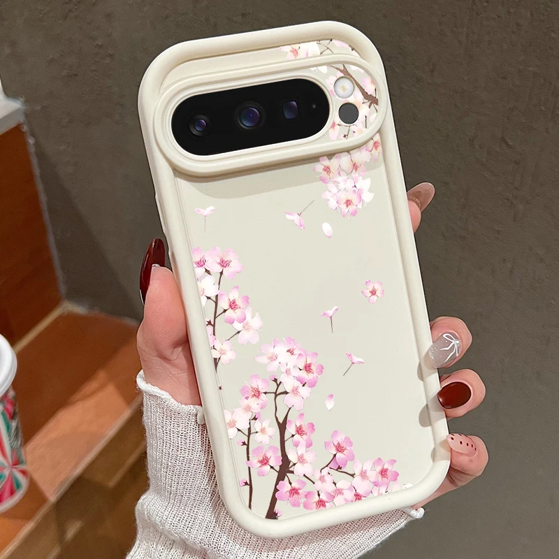 Rosa Blumen gemusterte TPU-Handyhülle für Google Pixel 10 9 8 Pro 9A 8A 9 10 Pro XL 7A Weiche Silikonhülle für Pixel 8 9 10 Pro