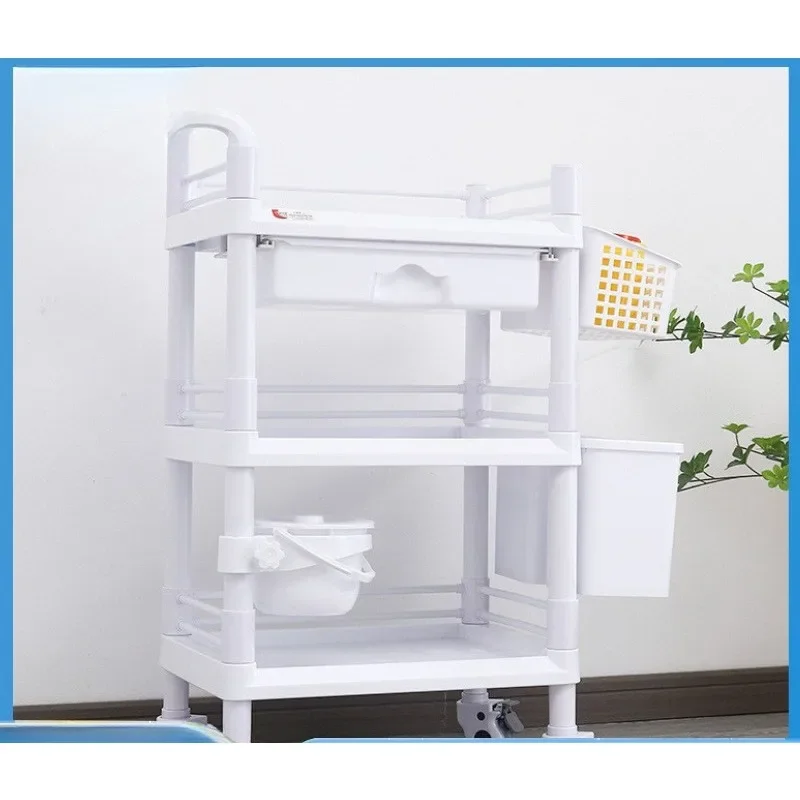 Beauty Salon ABS Plastic Cart Instrument Care Treatment Tools Trolley Thickened Medical Style Storage Utility Cart Storage Cart