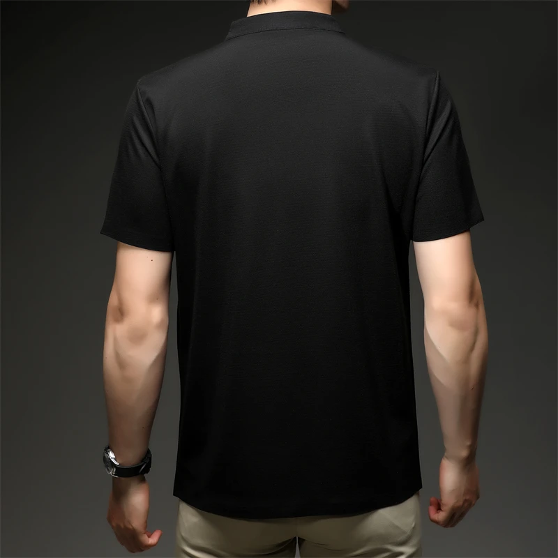 2026 New Men's Single Button Henley Neck Tee Comfortable Textured Fabric Short Sleeve For Casual And Business