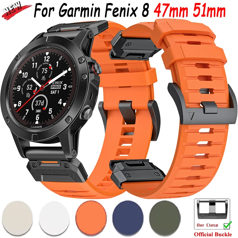 

QuickFit 22mm 26mm Sport Strap Garmin for Garmin Fenix 8 47mm 51mm Epix Pro/7X 7 6X 6/Instinct 2X Silicone Bracelet Accessories