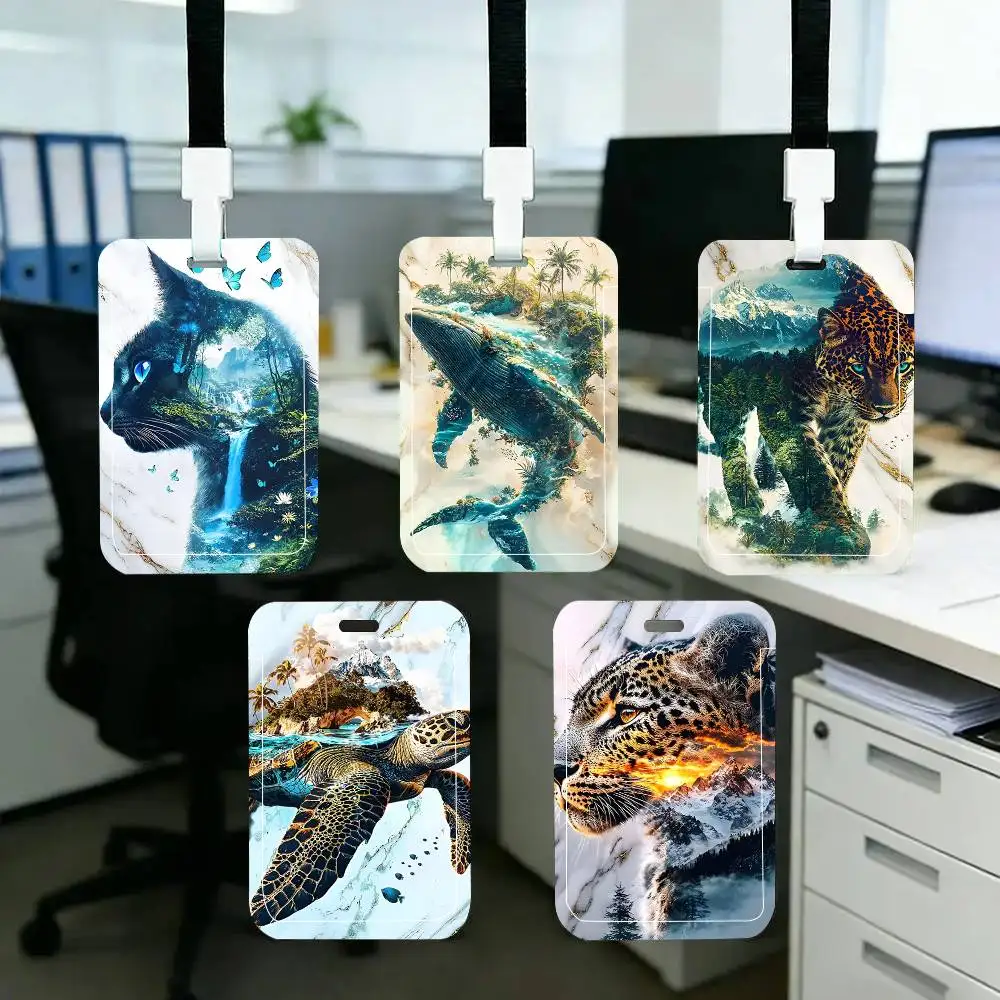 1 unidad Funda protectora para tarjetas de identificación, tarjetas escolares, tarjetas de acceso, tarjetas de autobús y tarjetas de comida, con diseño Majestic Spirit Of The Wild y sistema de inserción fácil.