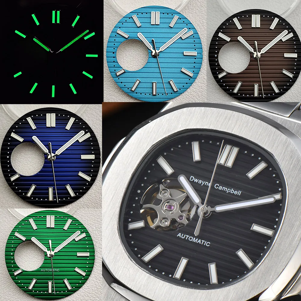Fit NH38 watch dial 29.7mm  movement C3 luminous skeleton Blue green brown black white dial modified watch accessories