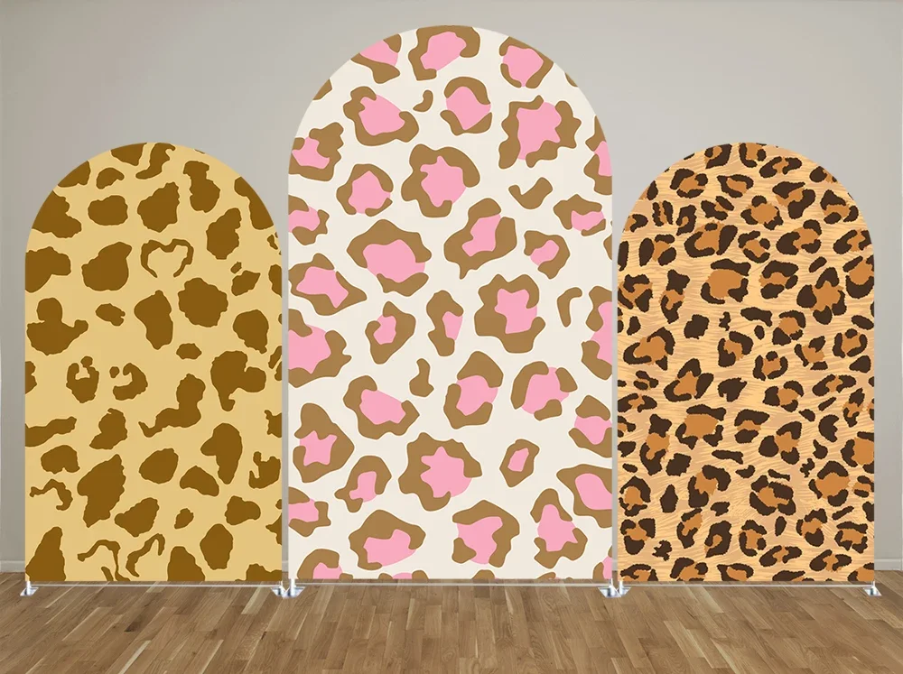 

Jungle Theme Leopard Print Pattern Arch Backdrop Covers for Parties, Arched Panels baby shower Birthday Party Decoration Props