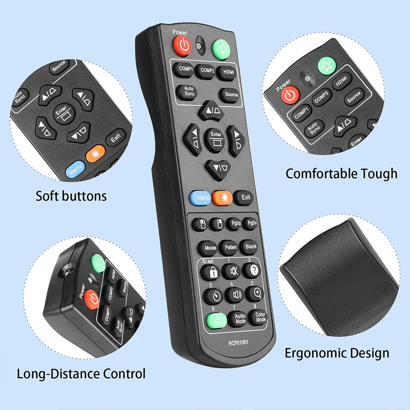 RCP01061 Remote Control Compatible With ViewSonic Tiger DLP Projectors XY7080 PJD5151 VS15871 PJD5153 VS15872 PJD5155 VS15873