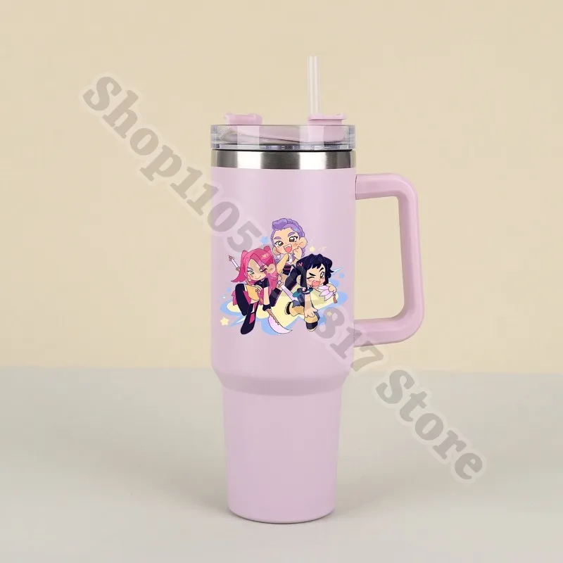 زجاجة مياه رياضية للأطفال من KPop Demon Hunters مع شفاطة 40 أونصة محمولة من الفولاذ المقاوم للصدأ كوب معزول للأطفال أكواب عصير للمشروبات الباردة #5