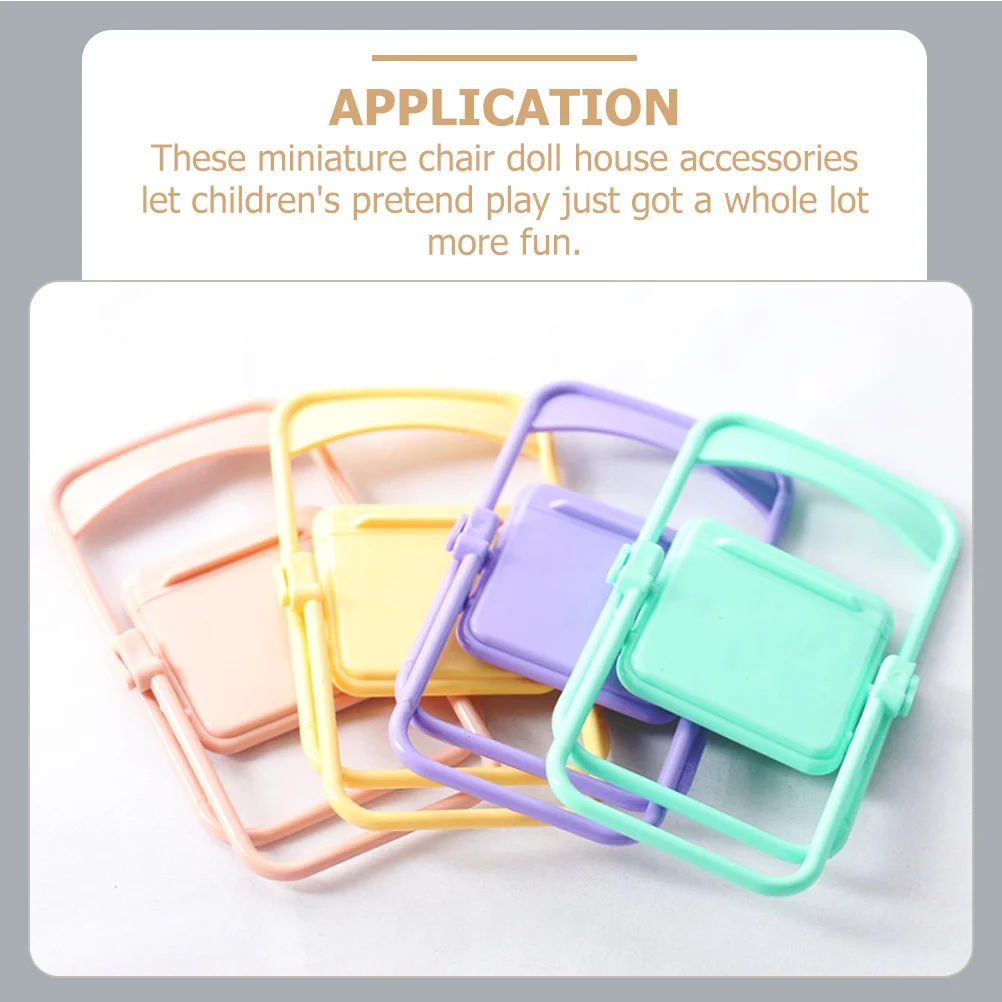 4 Pcs Folding Chair Baby Accessories Toddler Toys Miniature Furniture House Dollhouse Miniatures Plastic Child Photo Props