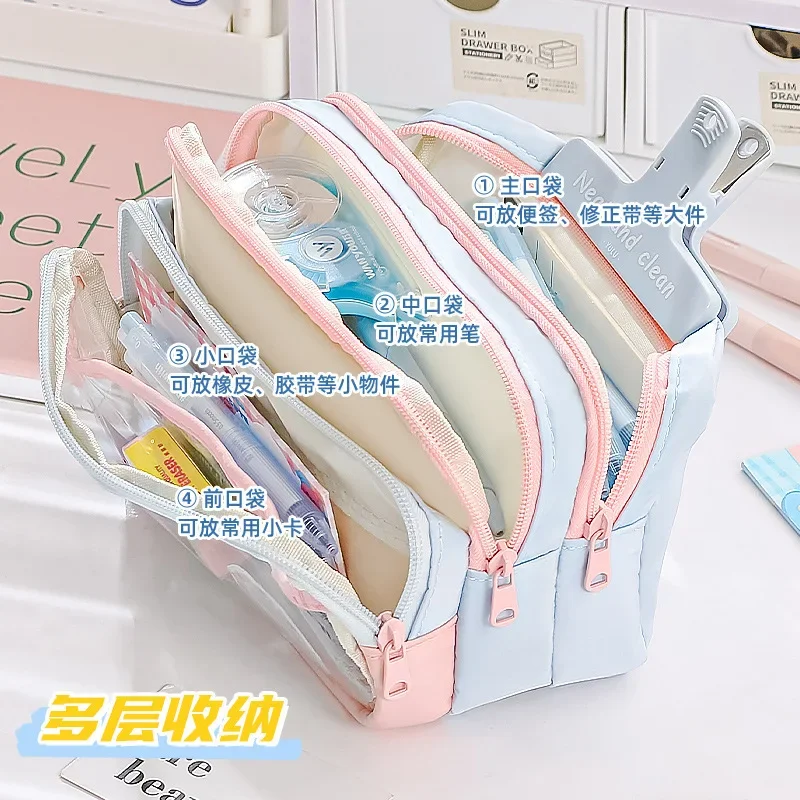 Kawaii Pencil Case Pencil Bag Large Capacity Pen Pouch Desk Organizer School Supplies Cute Korean Stationery view 3