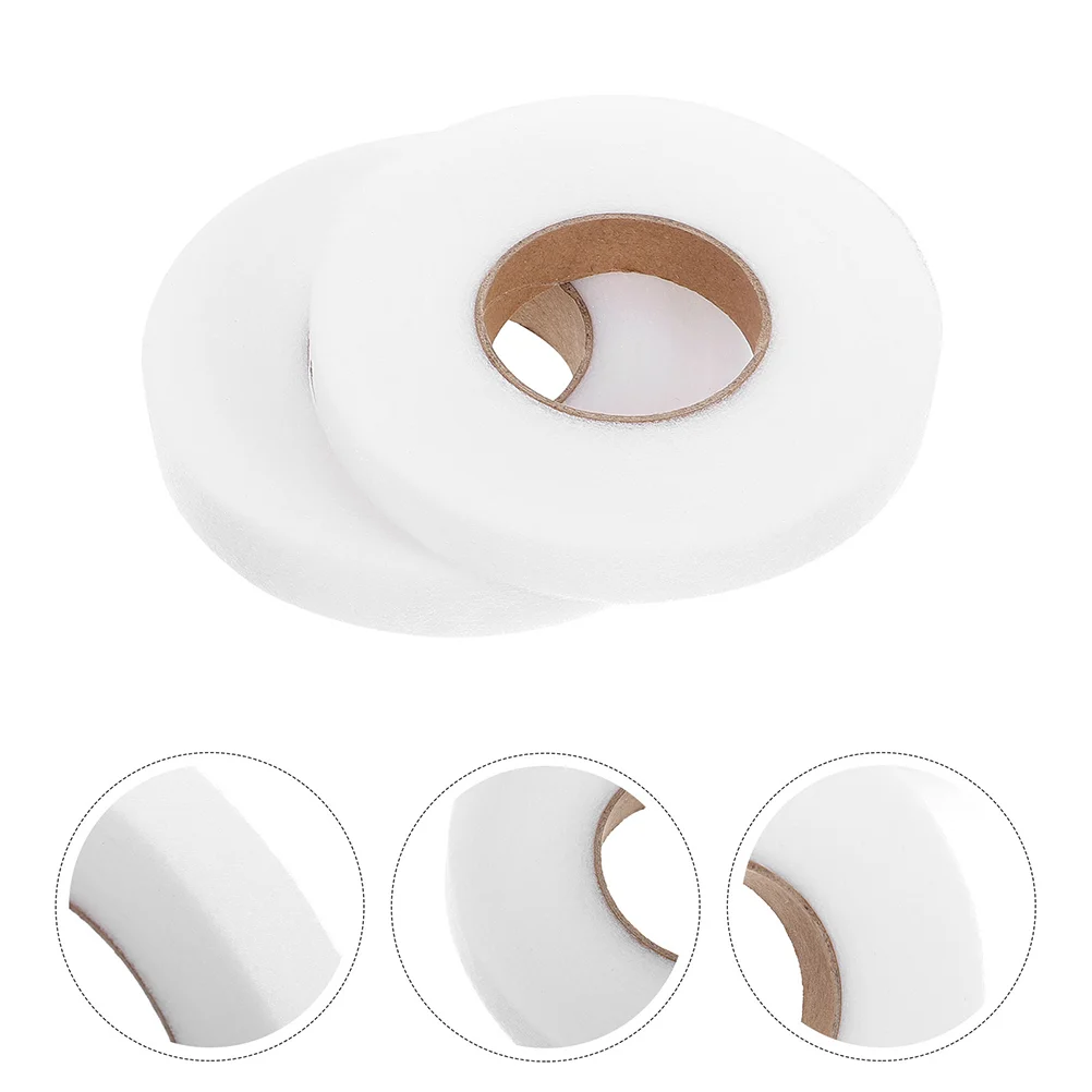 2 Rolls Removable Fusible Interlining Hemming Tape Adhesive Tapes Fabric Double Sided White for Pants Sticky