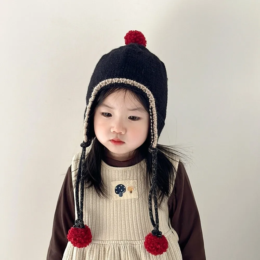 

Cute Winter Baby Knitted Cap Thick Tassel Baby Beanie Cap Warm Bobbles Ear Protection Hat Boys Girls
