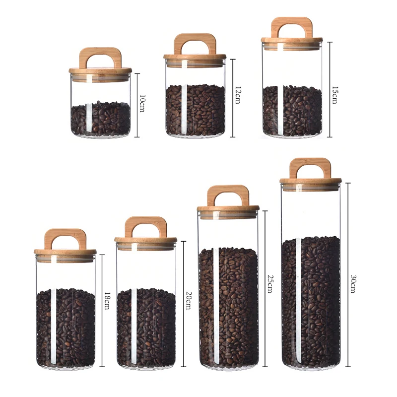 American Handle Sealed Can Kitchen Multifunctional Transparent Glass Storage Bottle Coffee Storage Display Can Household Storage