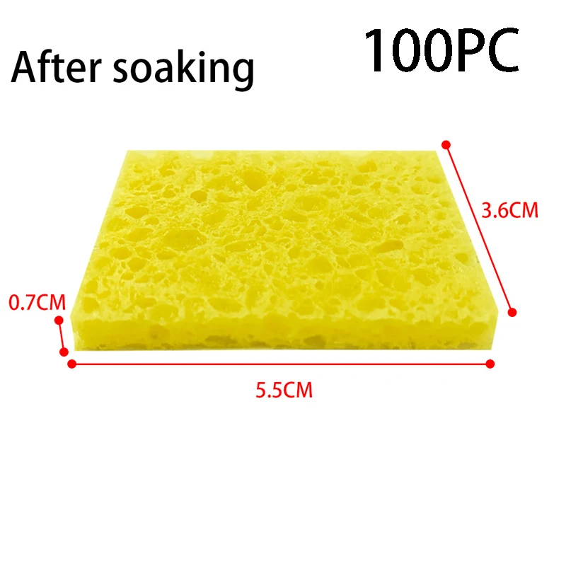 100 stuks gele reinigingssponsreiniger voor duurzaam elektrisch lassen soldeerbout