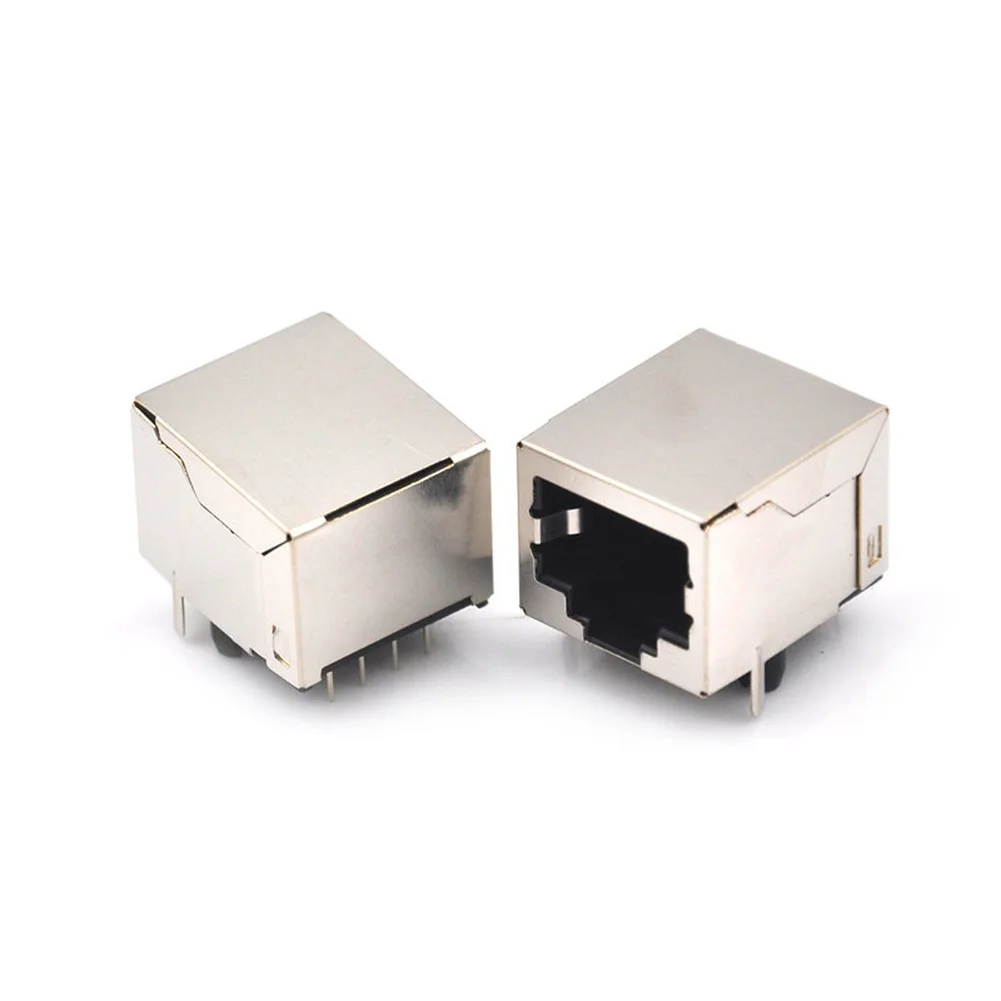 10PCS For RJ45 Female Network Socket For 8P8C for PCB Mount Ethernet Connectivity Silver Plastic and Metal Construction