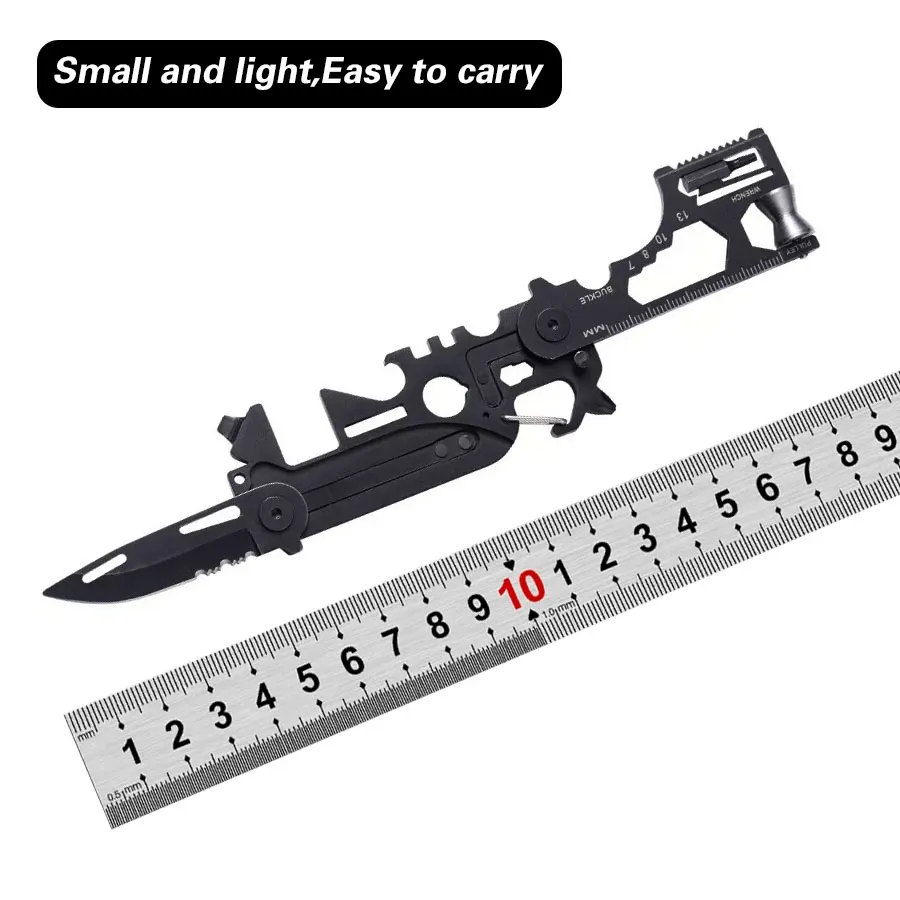 18 in 1 Portable EDC Tool Card with Black Coating Folding Knife Ultra Thin Design for Outdoor Camping Travel and Daily Use