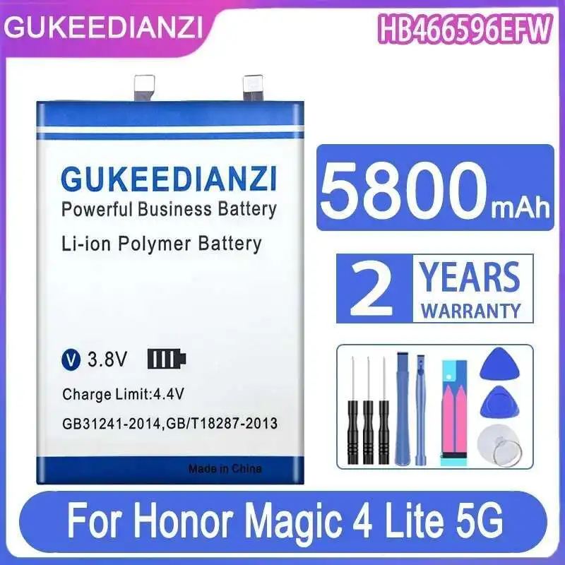 

Long Lasting Mobile Phone Battery For Huawei Honor Magic 4 Lite 5G 5800Mah HB466596EFW Stable