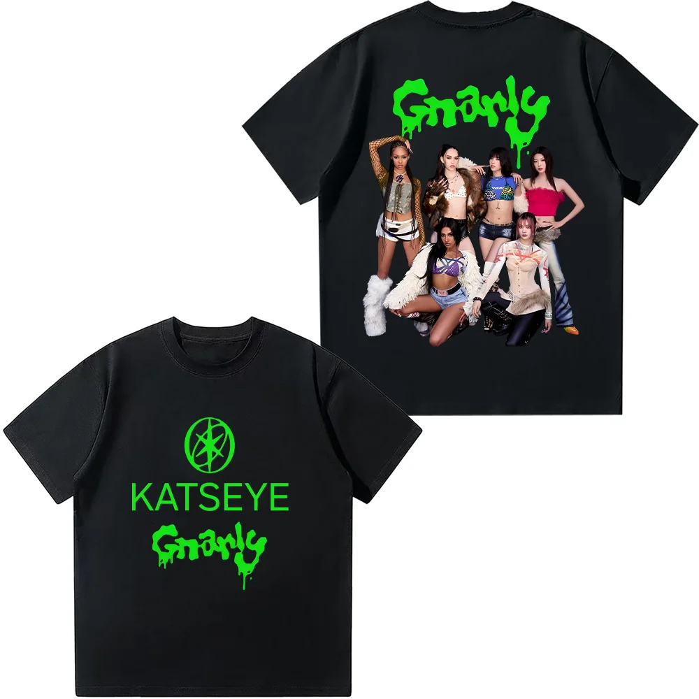 

Хлопковые футболки в корейском стиле KATSEYE Gnarly с графическим рисунком, летние женские и мужские модные повседневные уличные футболки с короткими рукавами Y2K