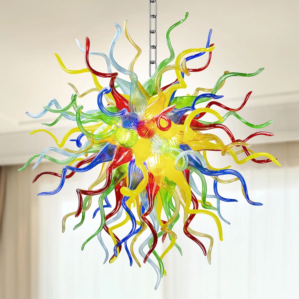 

Modern Glass Chandelier D 36inch Hand Blown Glass Chandeliers Chain Hanging Lamp Multi Color Light Fixture for Home Living Room