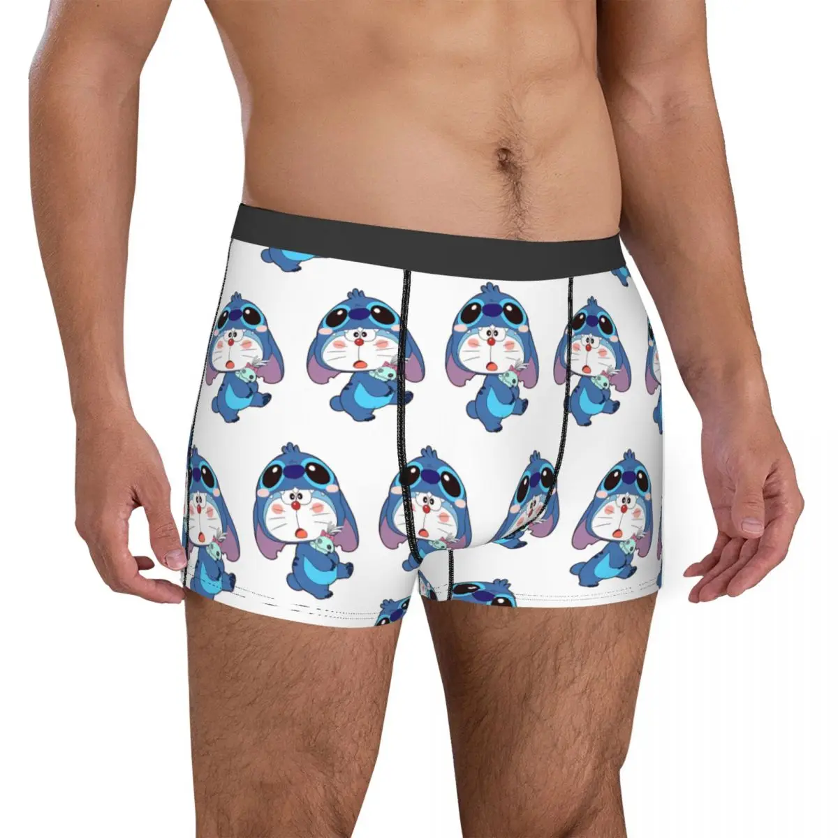 Custom Doraemon Stitch Cute Men Boxers Shorts Ultra Soft Underwear Japanese Printed Cool Breathable Panites