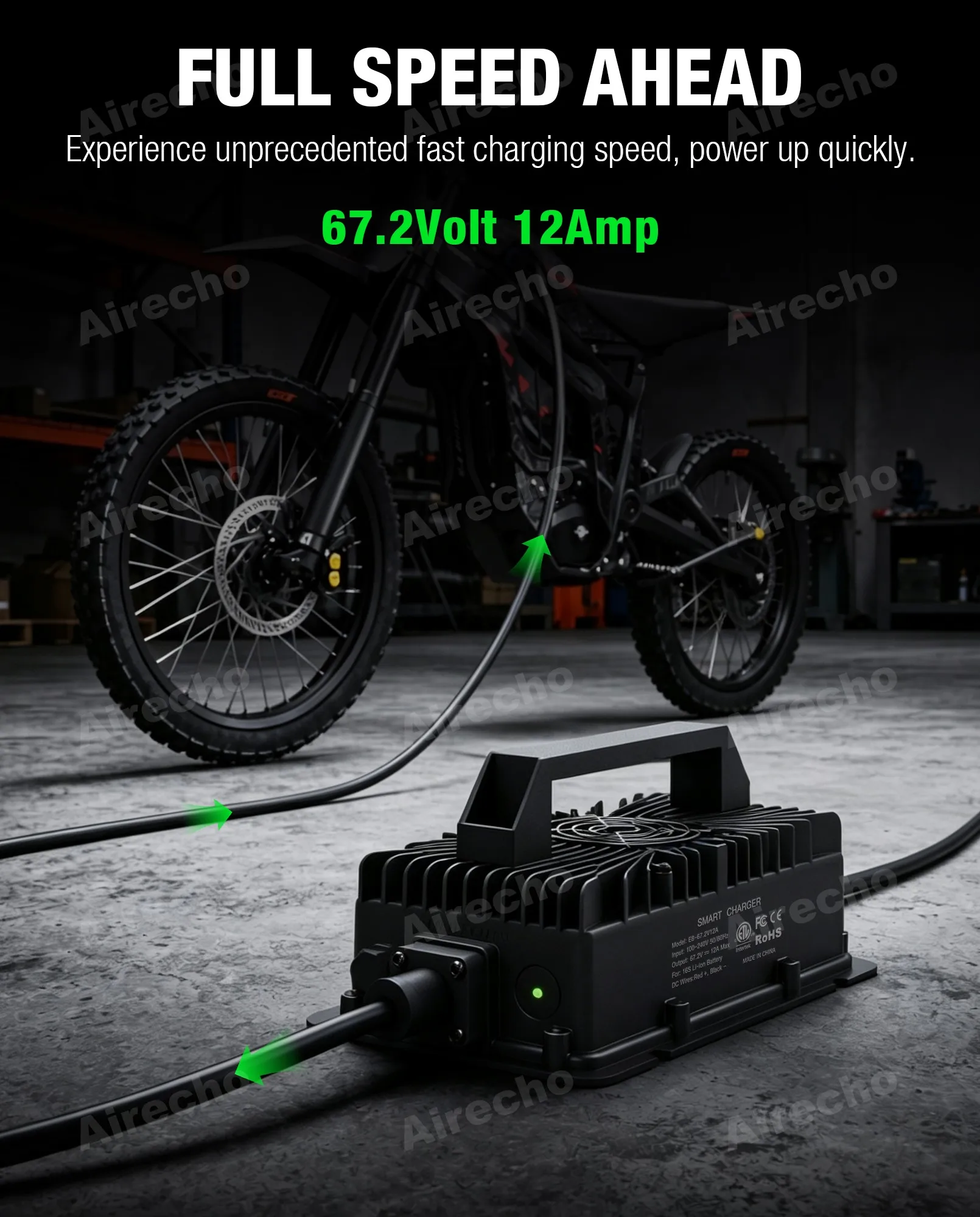67.2V 12A Fast Charger Suit for Talaria Sting 4000 Series X3 X3C L1E MX3 MX4 Electric Bike Li-ion Power Adapter for 60V Battery