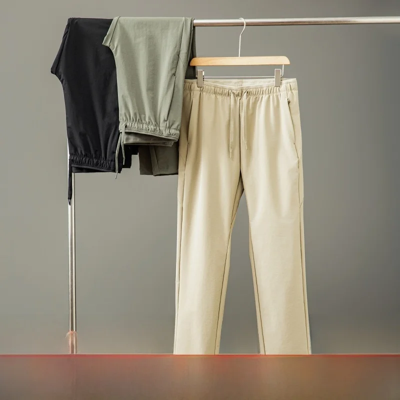 

High-End Men's 3D Tailored Loose Straight Leg Pants Windproof Water-Resistant Soft ell Trousers Casual Autumn Faion